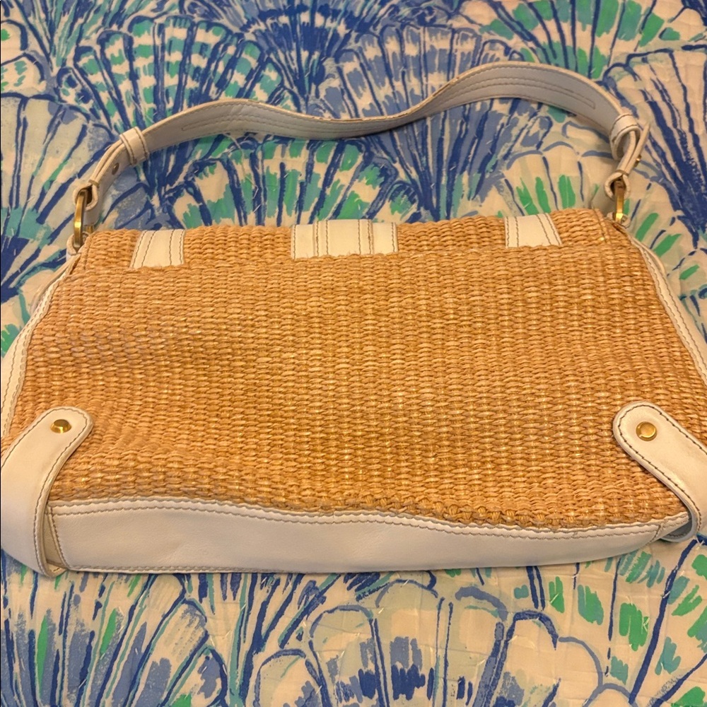 Perlina White and Natural Woven Shoulder Bag - Picture 2 of 3